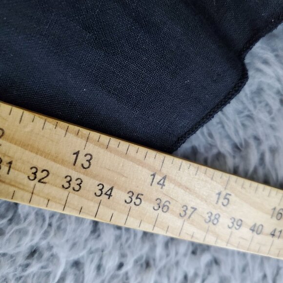 Match Point Top Womens Large Black Linen Tie-Front Blouse USA - Picture 6 of 9